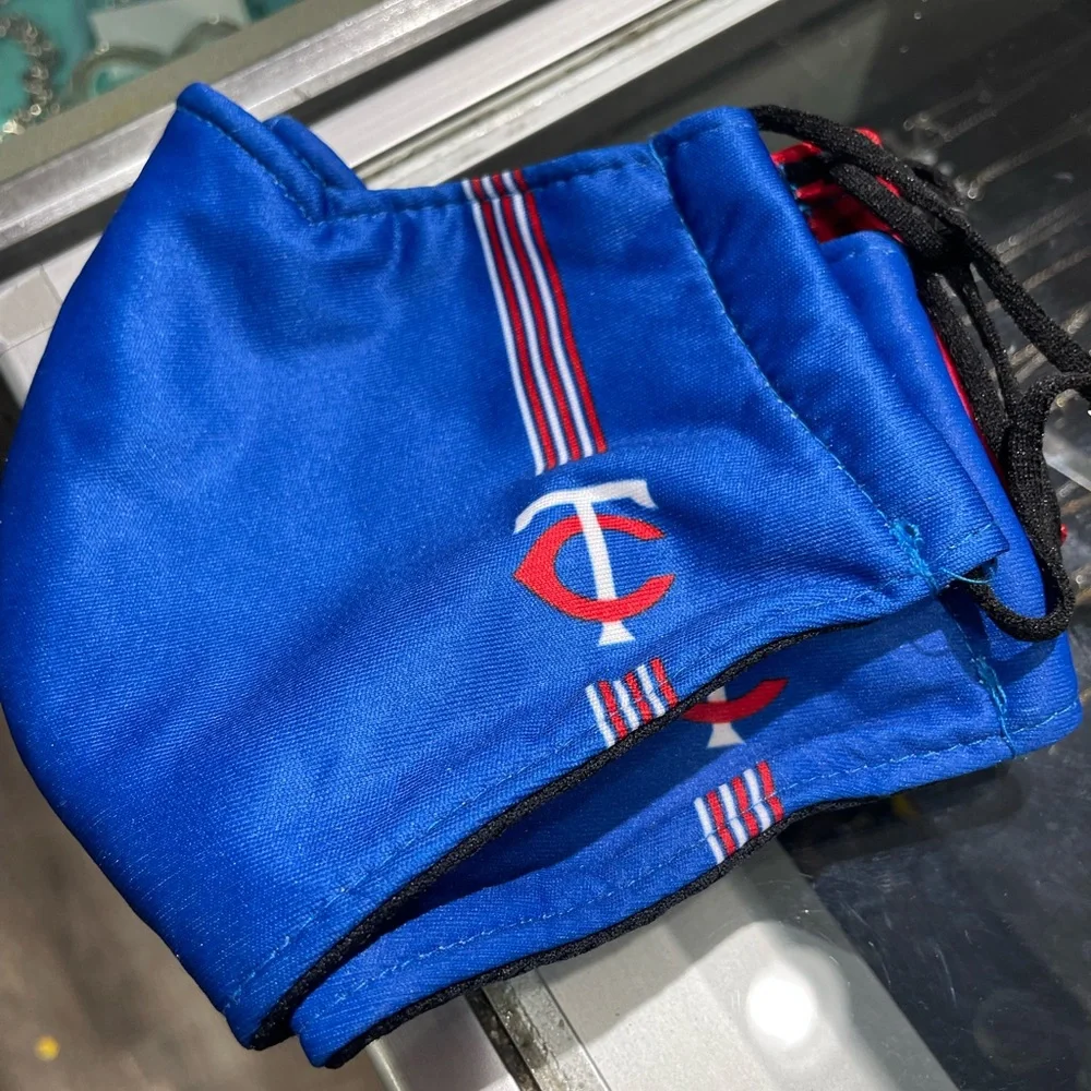 Minnesota Twins MLB Team Color Face Mask Logo ~ Adjustable ear laces ~ One Size